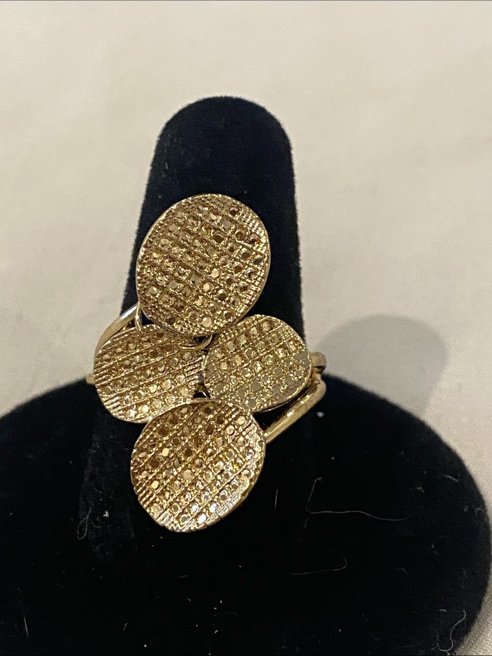 Gold Multi-Disc Pavé Statement Ring - Women Jewelry size 10
